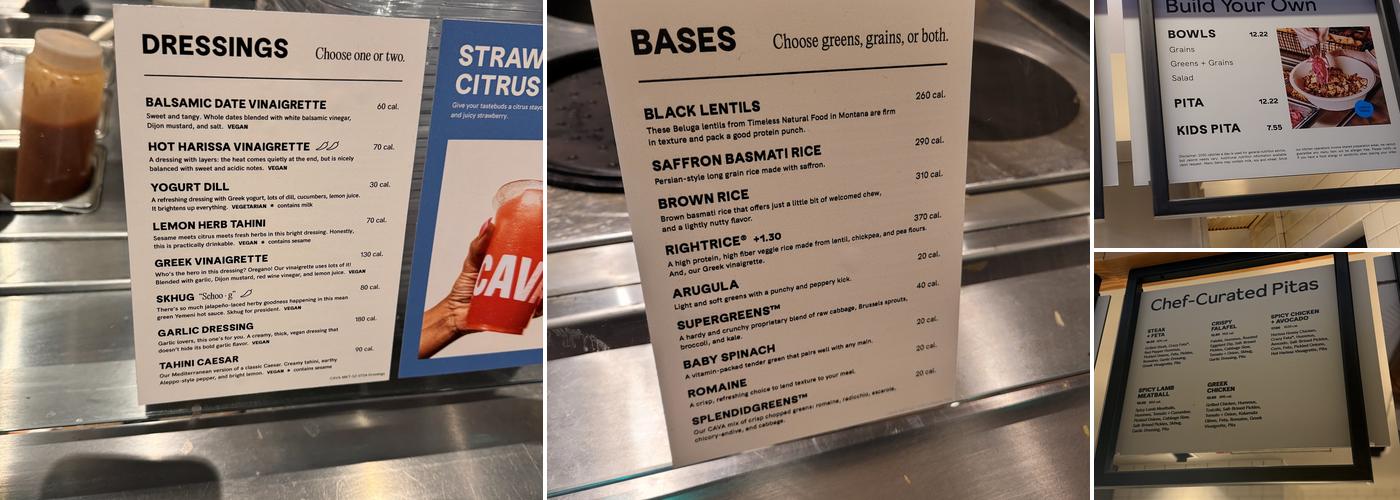 CAVA Menu