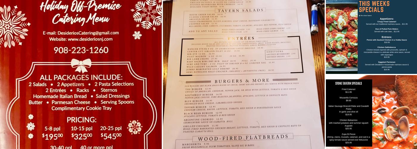 Desiderio's Stone Tavern Menu