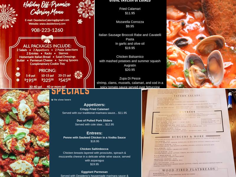 Desiderio's Stone Tavern Menu
