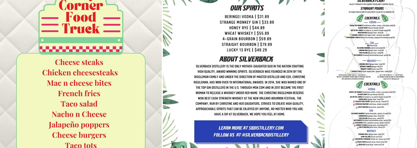 Silverback Distillery Menu