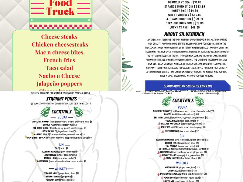 Silverback Distillery Menu