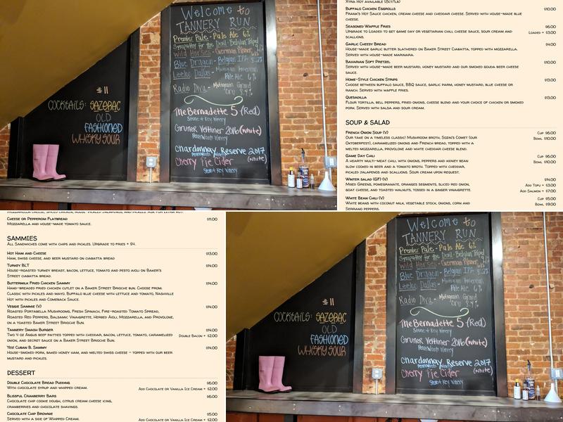 Tannery Run Brew Works Menu