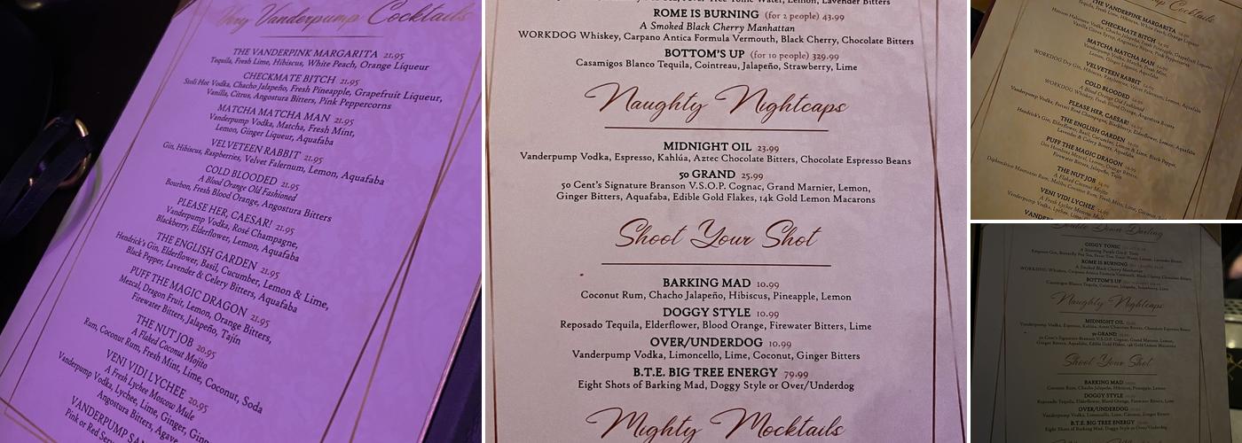 Vanderpump Cocktail Garden Menu