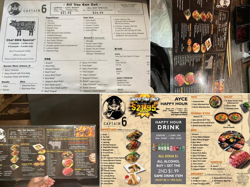 Captain 6 Menu