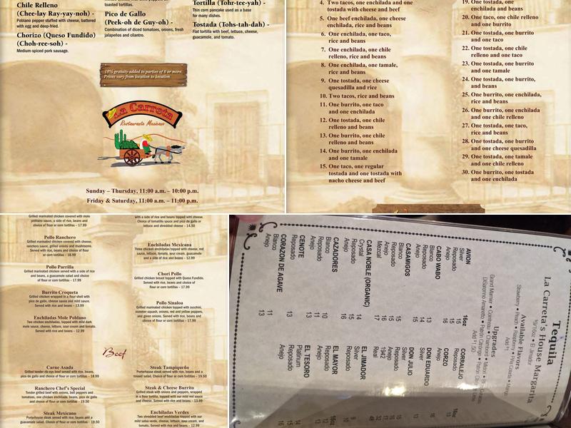 La Carreta Mexican Restaurant Menu