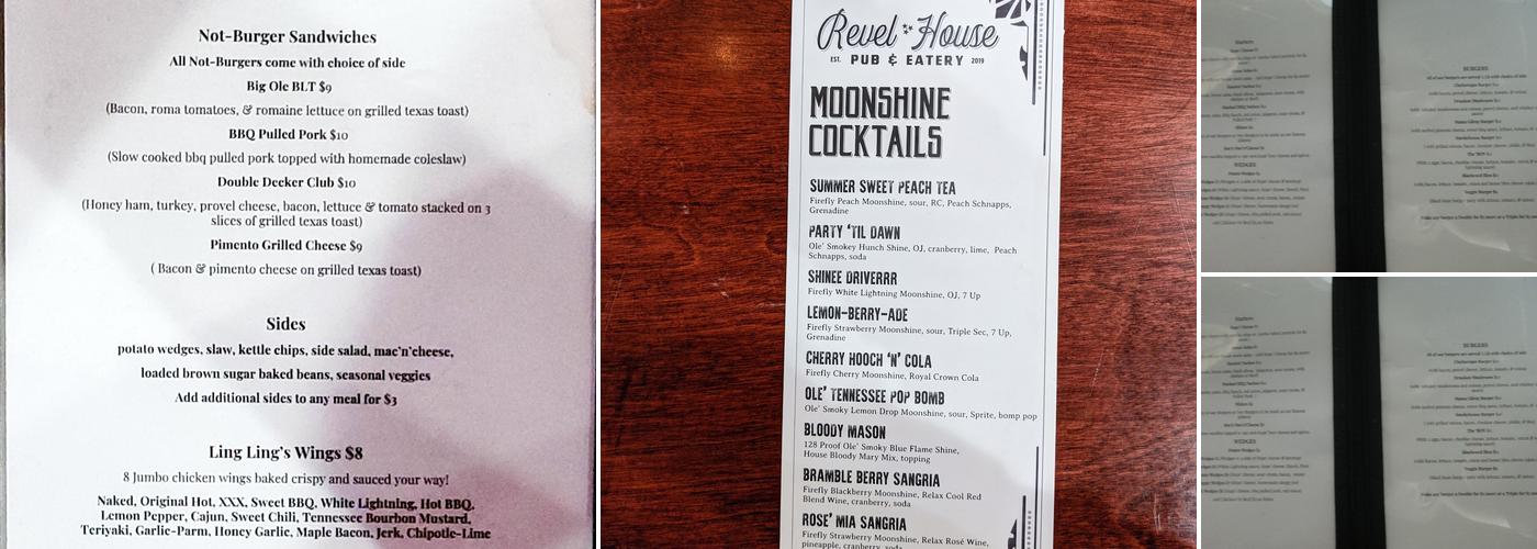 Revel House Pub and Eatery Menu