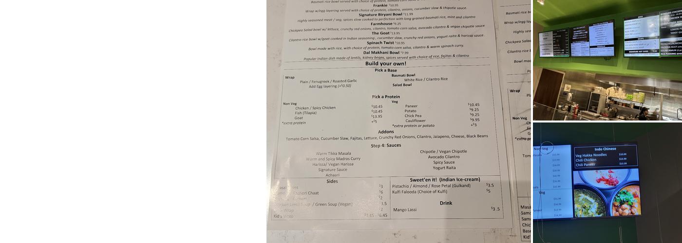 Rollz Rice Indian Kitchen Menu