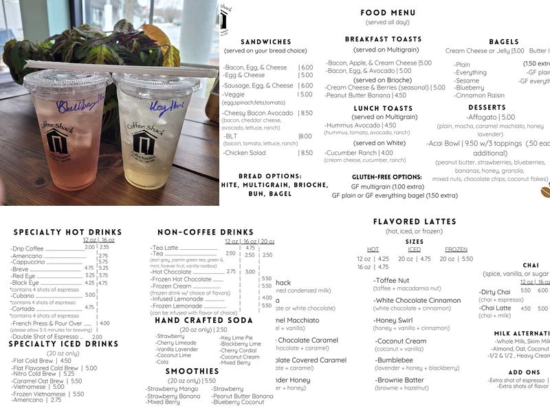 Coffee Shack Coffee Roasters_North Shore Menu