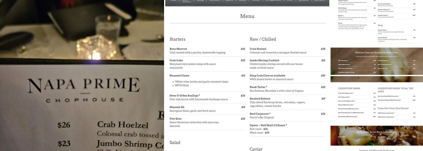 Napa Prime Chophouse & Cigar Bar Menu
