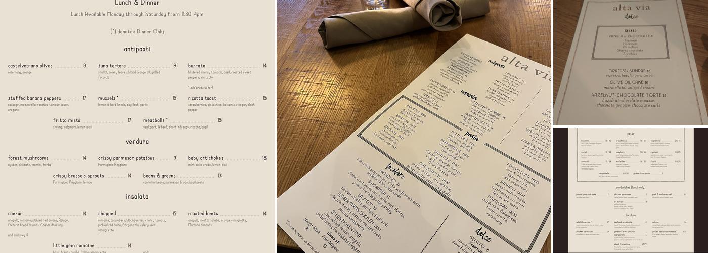 Alta Via Menu