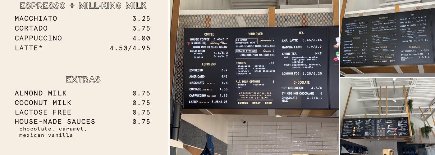 Merit Coffee Co. Menu