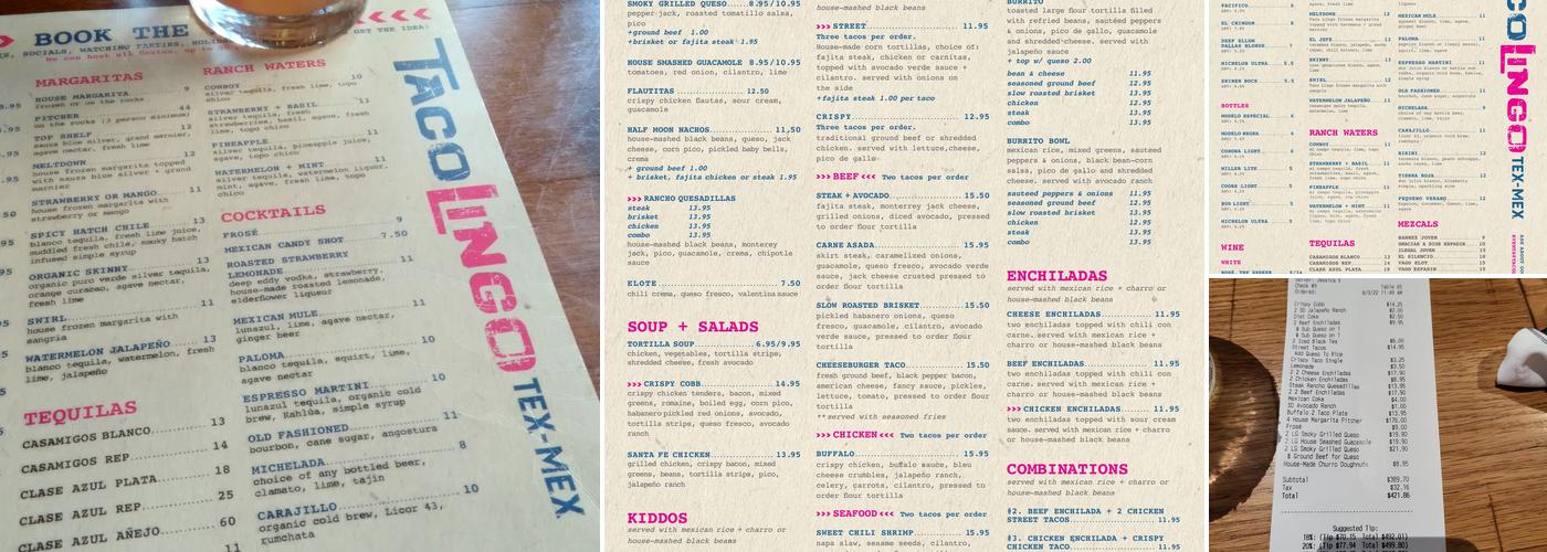TacoLingo Tex-Mex Menu