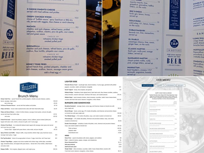 Hillside Tavern Menu