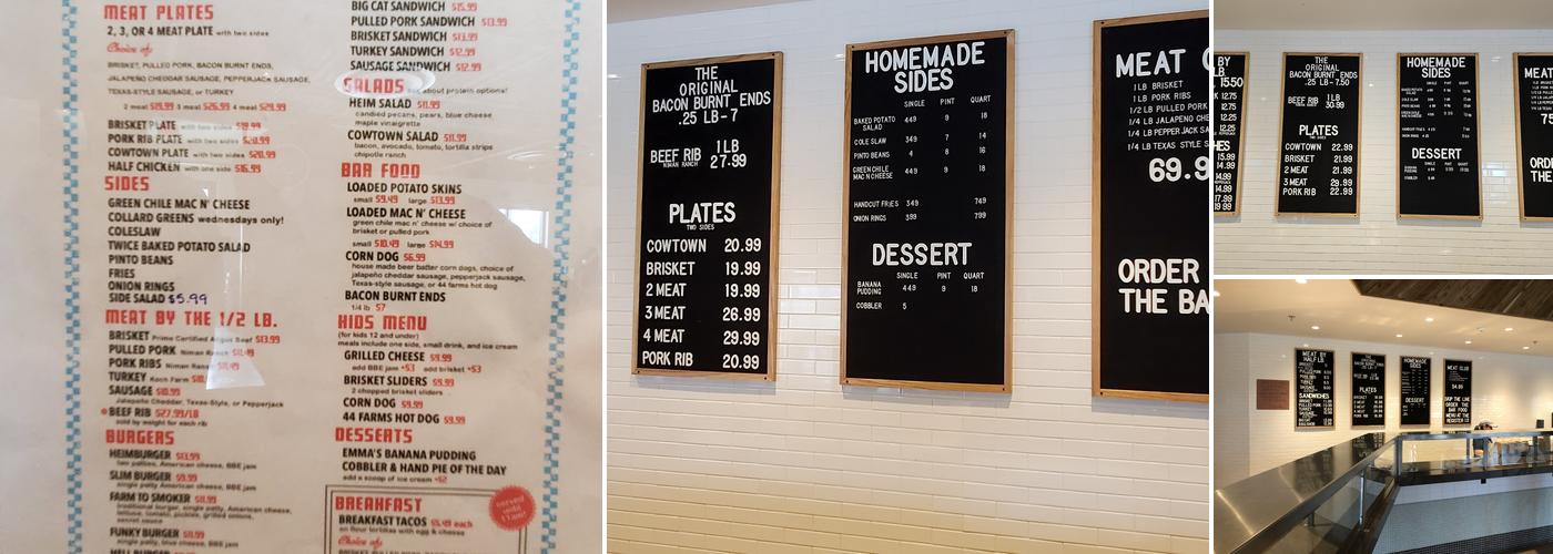 Heim Barbecue on the River Menu