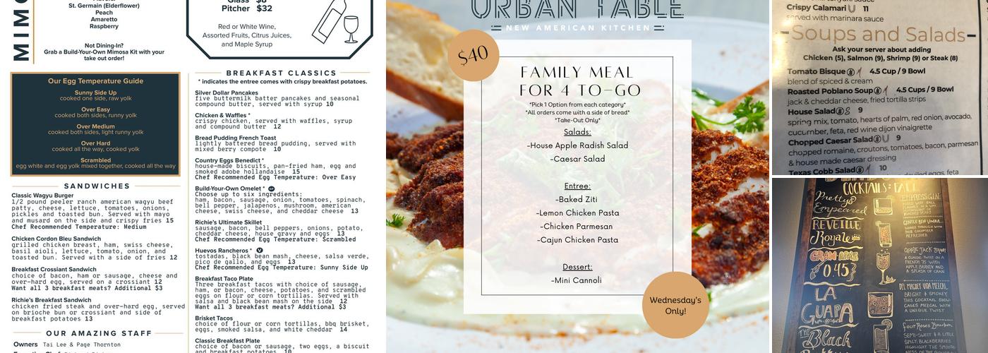 Urban Table Menu