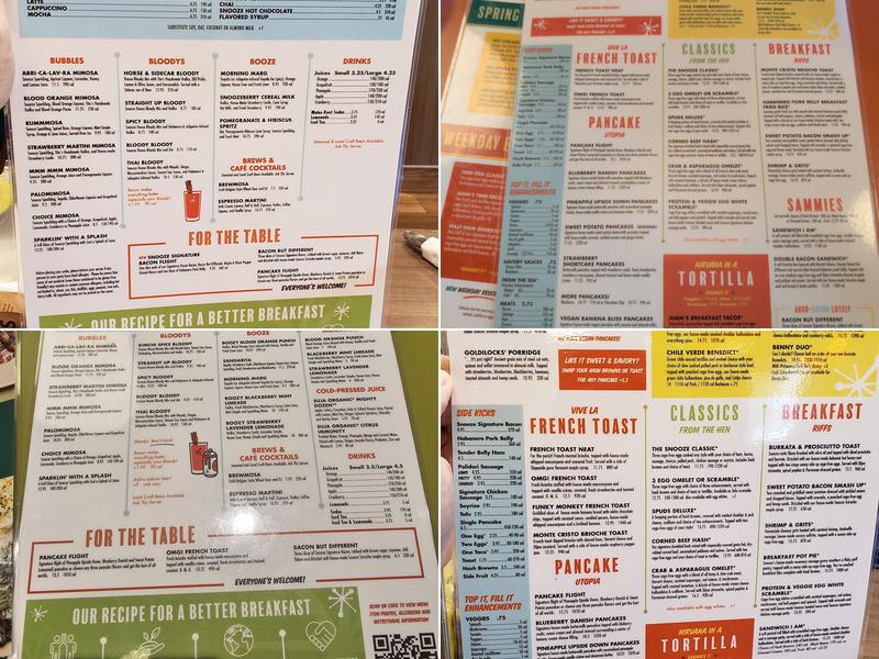 Snooze, an A.M. Eatery Menu