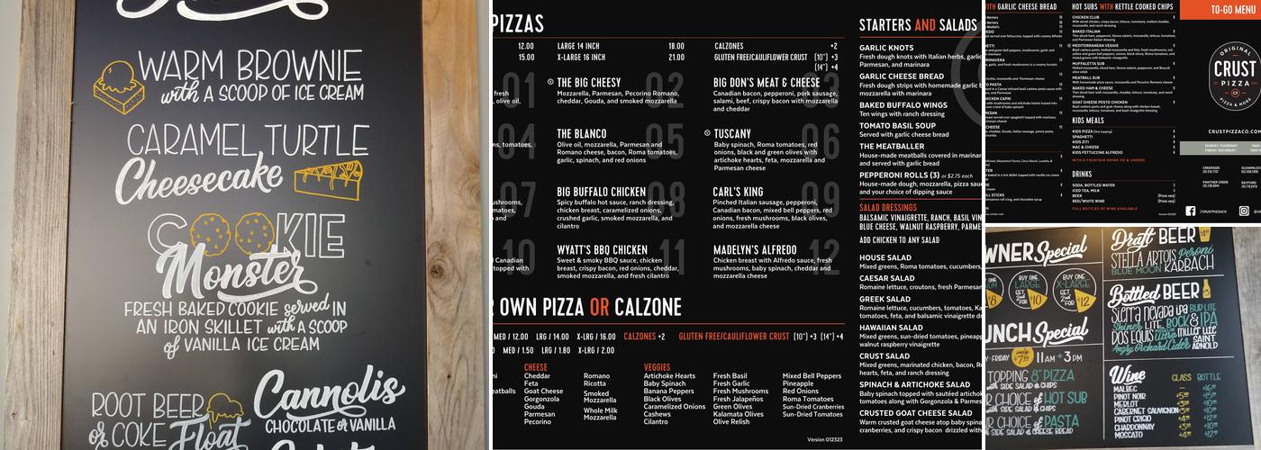 Crust Pizza Co. - Gleannloch Farms Menu