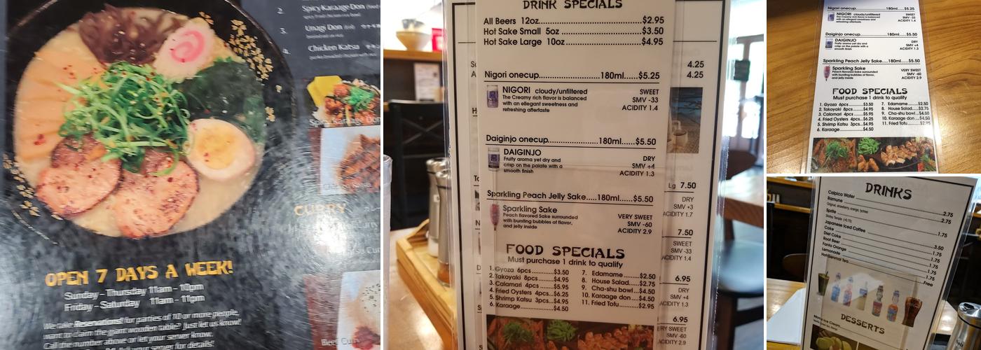 TOKYO-YA RAMEN Menu