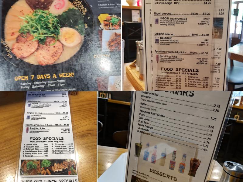 TOKYO-YA RAMEN Menu