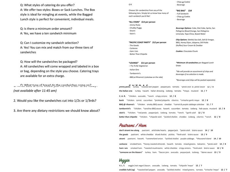 Break Bread Menu