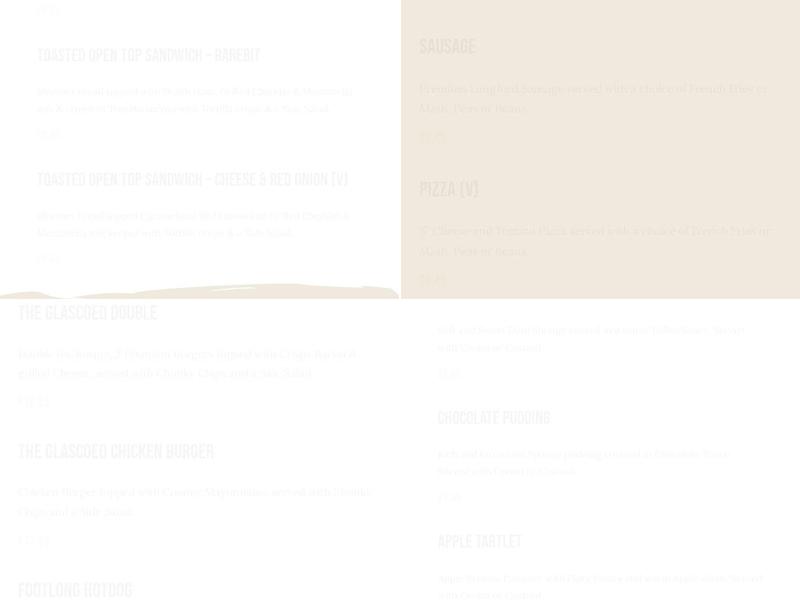 The Glascoed Pub Menu