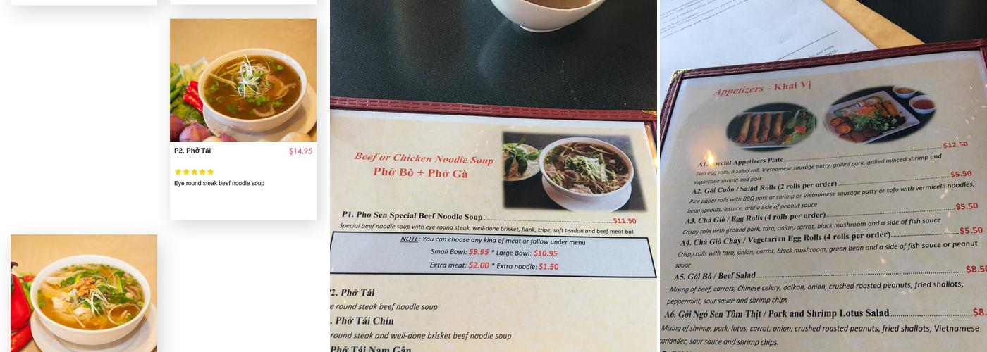 Pho Sen 2 Menu