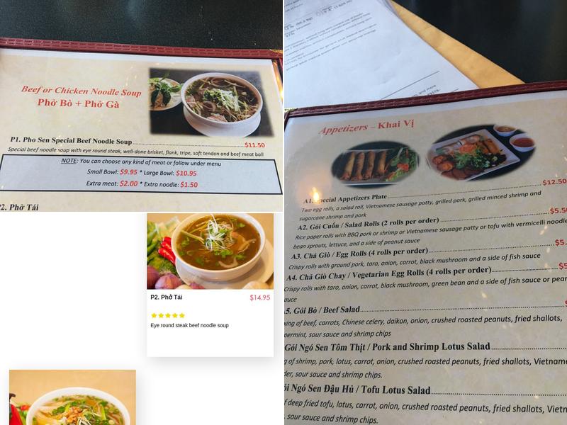 Pho Sen 2 Menu