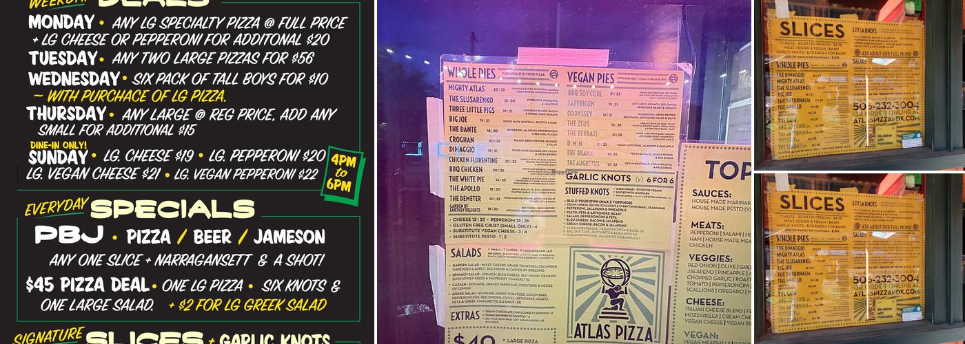 Atlas Pizza Menu
