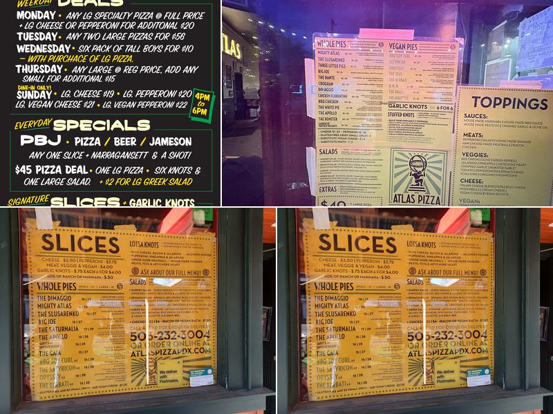 Atlas Pizza Menu