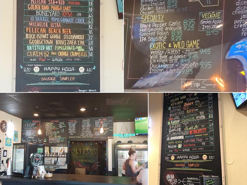 Bangers & Brews Eugene Menu