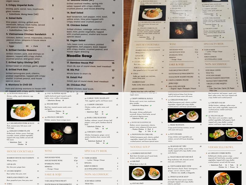 Bamboo house Menu
