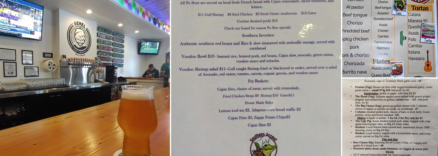 Bevel Craft Brewing Menu