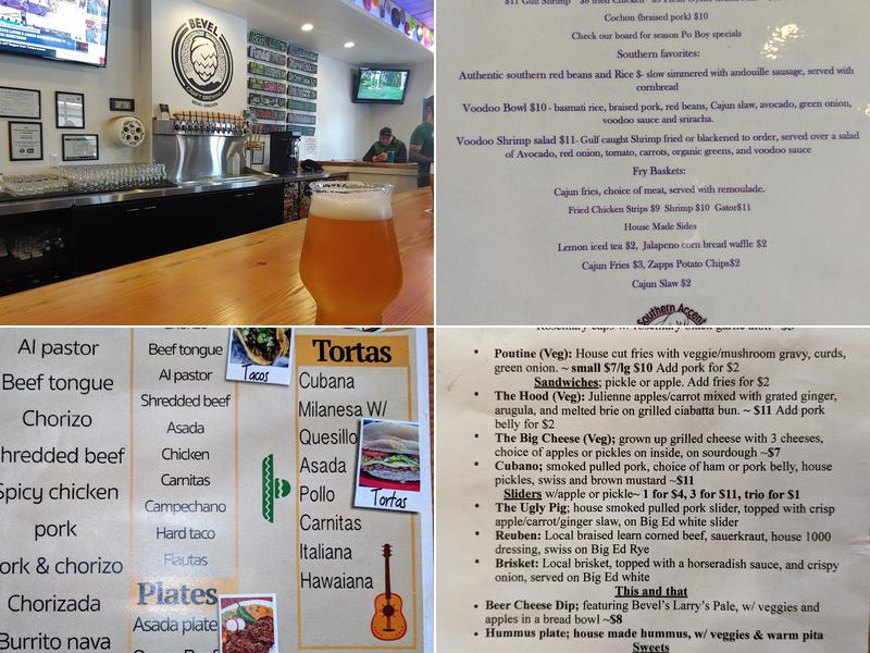 Bevel Craft Brewing Menu