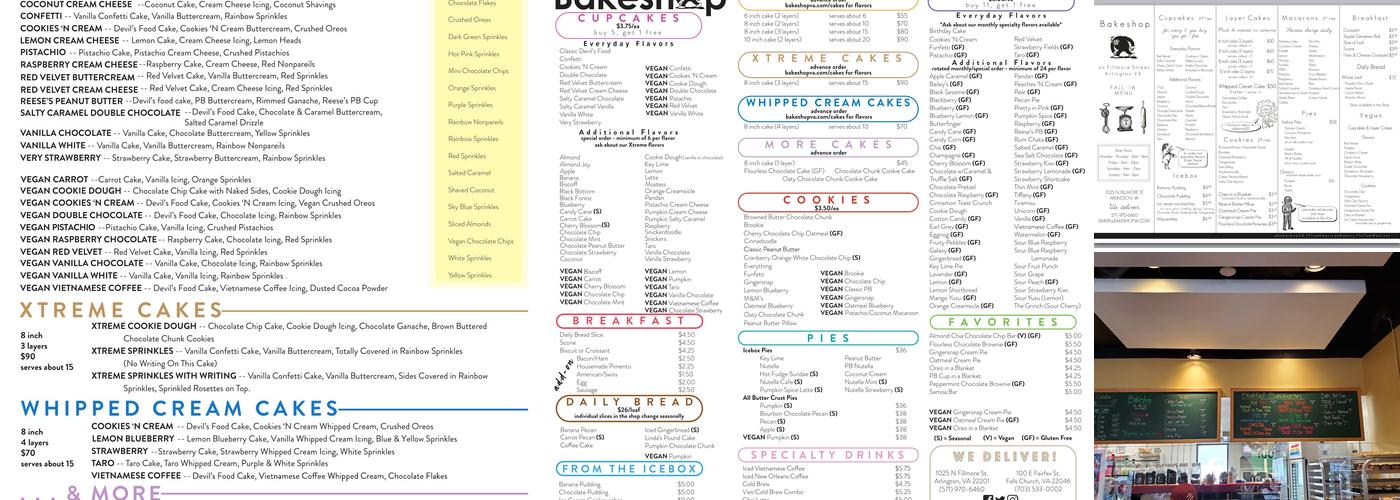Bakeshop Menu