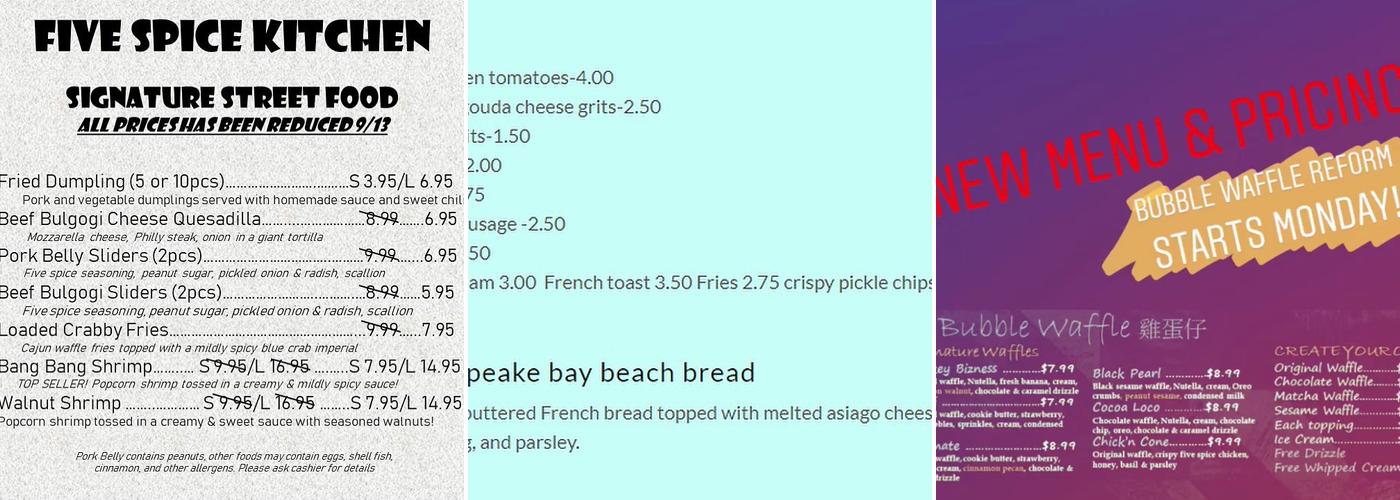 Five Spice Kitchen Menu