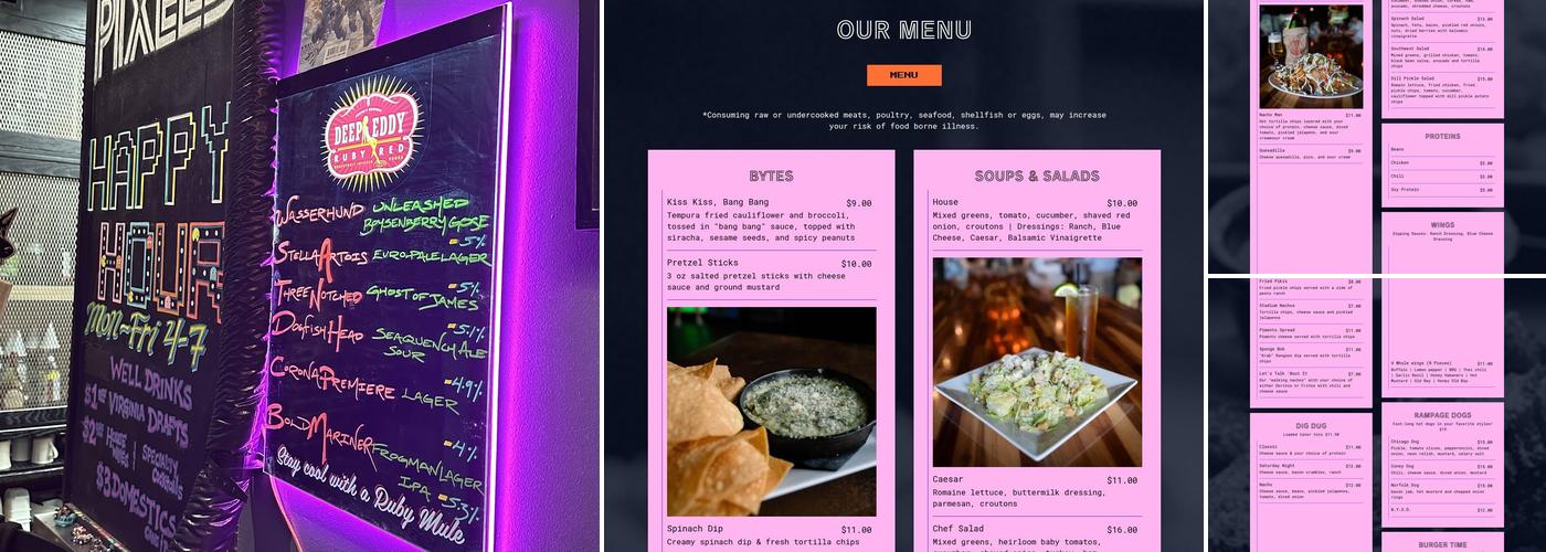 PIXELS Pints & Bytes Menu