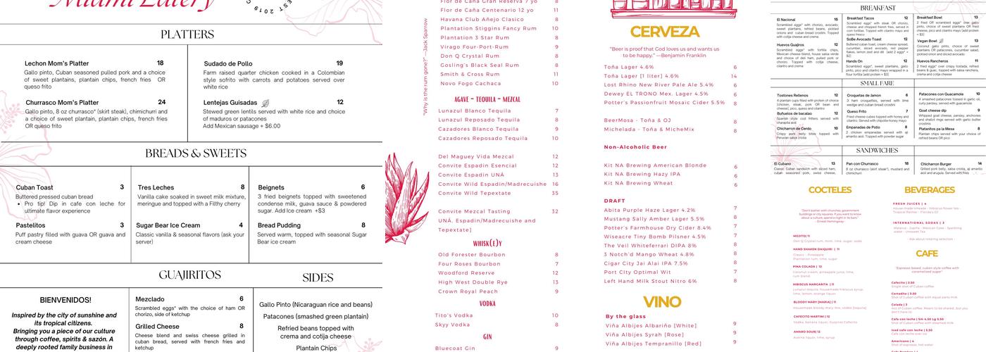 Guajiros Miami Eatery Menu