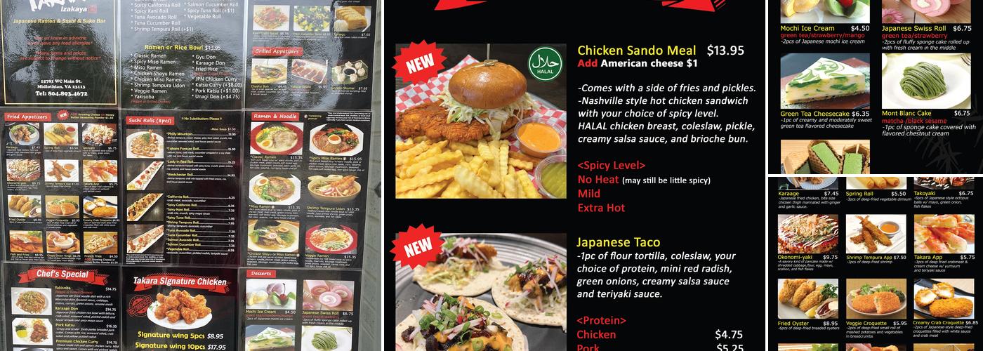 Takara Ramen Westchester Menu