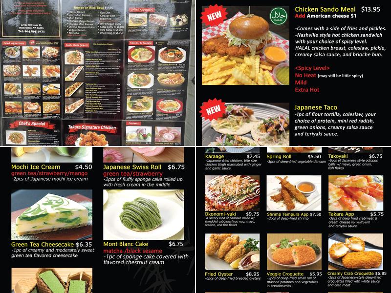 Takara Ramen Westchester Menu