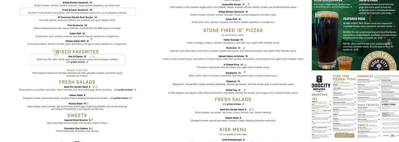 Good City Brewing | Downtown Menu