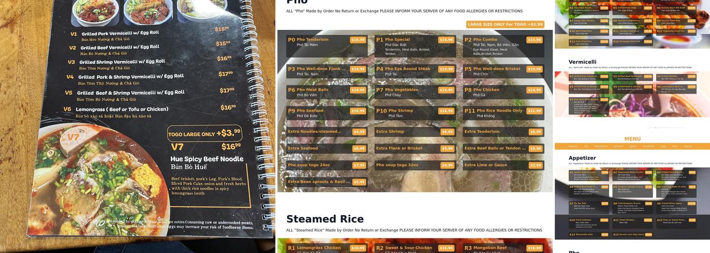 Pho Saigon Menu
