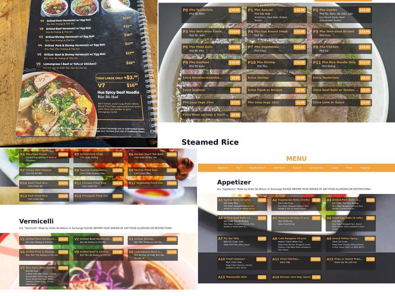Pho Saigon Menu