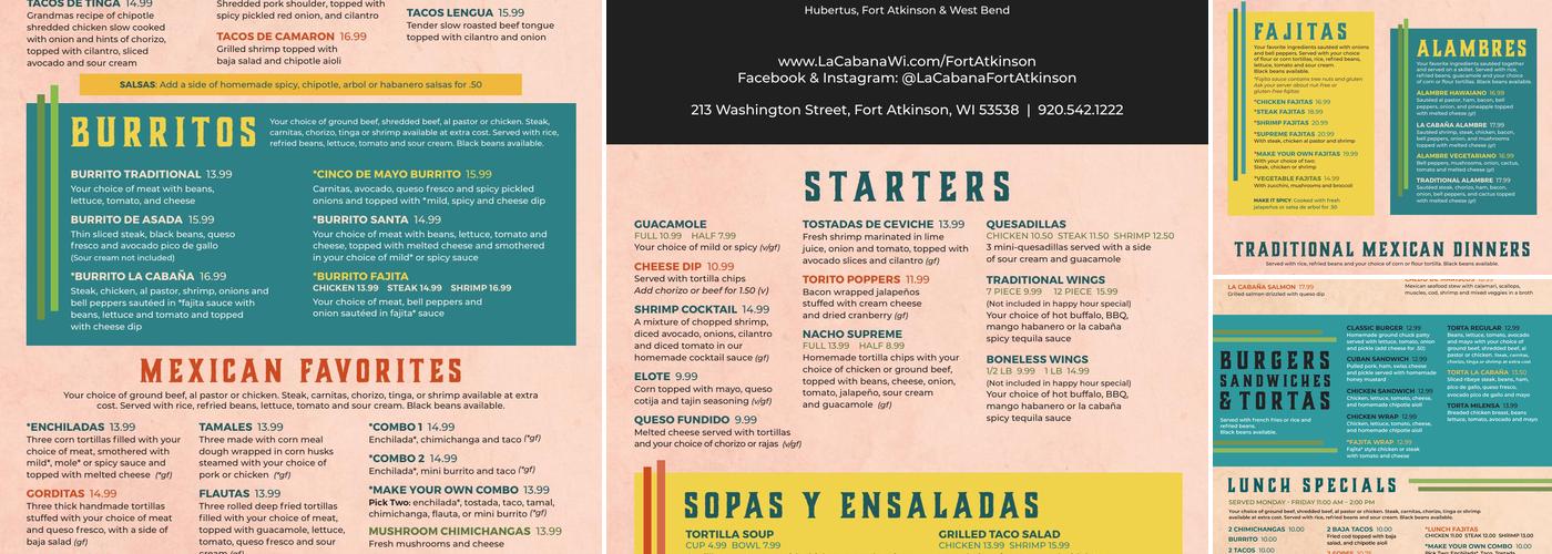 La Cabana- Ft. Atkinson Menu