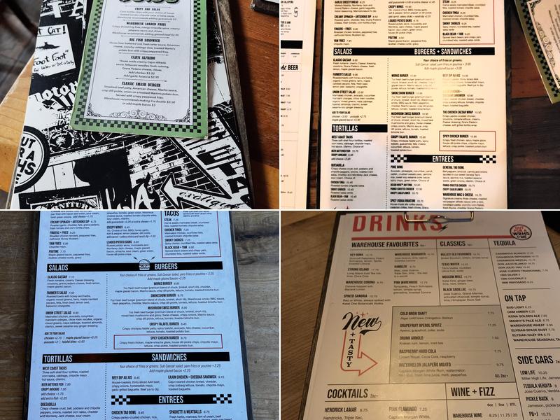 Thomas Street Warehouse Menu