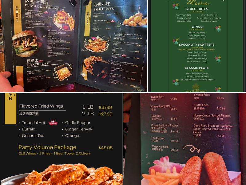 Imperial kitchen and bar Menu