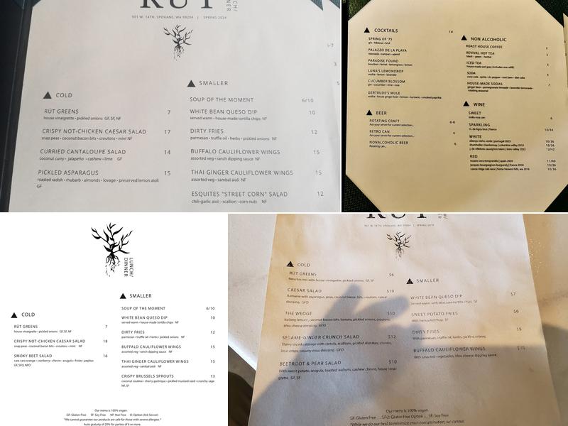 RÜT Bar & Kitchen Menu
