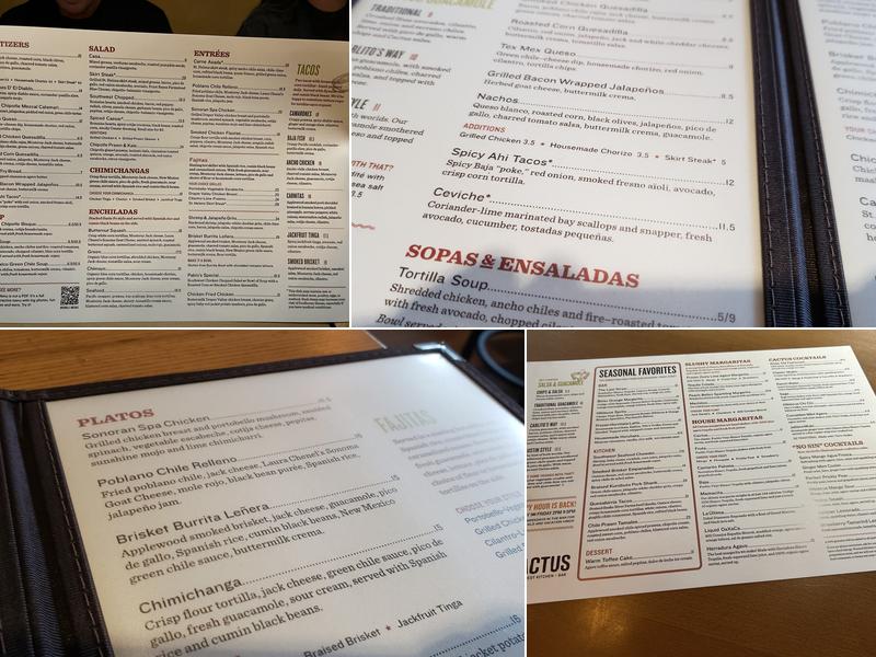 Cactus Restaurant Proctor Menu