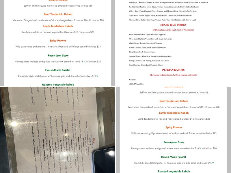 BiBi Mediterranean Inspired Food and Specialties Menu