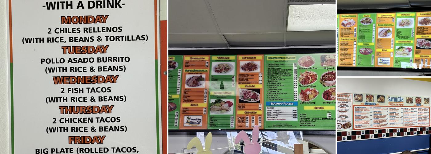 Sayulitas Mexican Food San Diego Menu