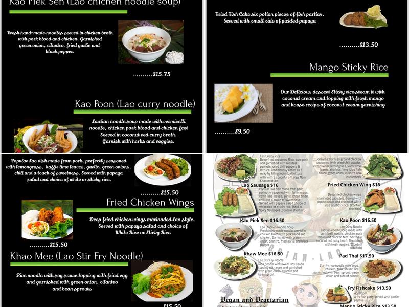 The Famous Khmer-Lao Restaurant Menu